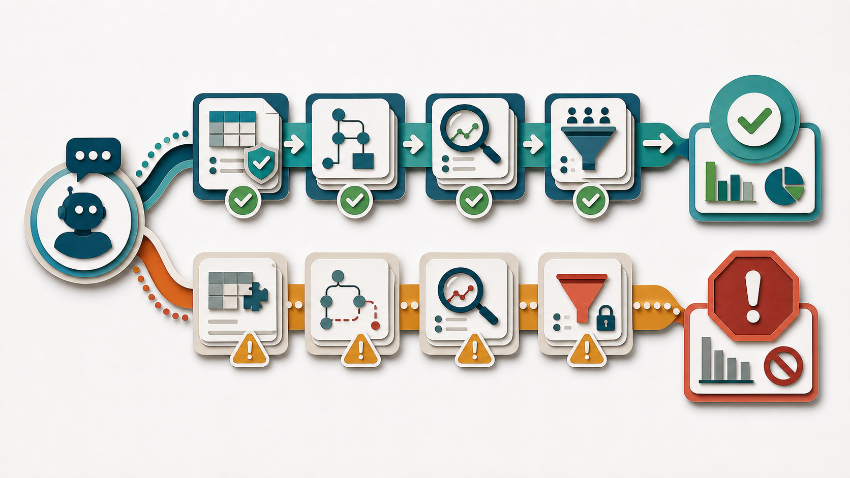 Operating workflow for metadata for AI query reliability